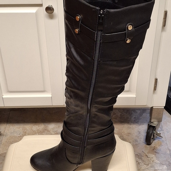 New Women's Too Moda Viola-9 Stylish Chunky Heel Knee-hi Boot -blk - Picture 4 of 5